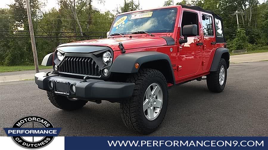 2016 Jeep Wrangler Unlimited 4WD 4dr Sport, available for sale in Wappingers Falls, New York | Performance Motor Cars. Wappingers Falls, New York