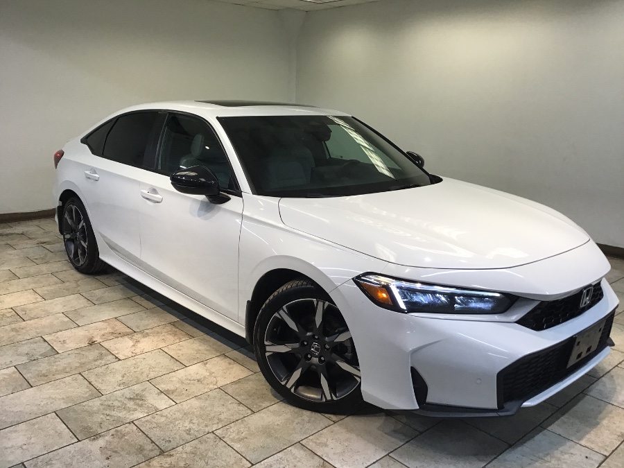 Platinum White Pearl 2025 Honda Civic Hybrid Sport Touring Sedan FWD Sedan Front-Wheel Drive Automatic