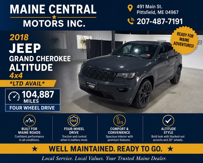 2018 Jeep Grand Cherokee Altitude 4x4 *Ltd Avail*, available for sale in Pittsfield, Maine | Maine Central Motors. Pittsfield, Maine