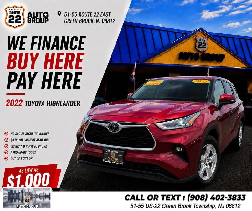 Used 2022 Toyota Highlander in Green Brook Township, New Jersey | Route 22 Auto Group. Green Brook Township, New Jersey