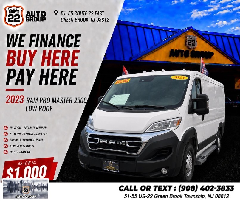 2023 Ram ProMaster Cargo Van 2500 Low Roof 136" WB, available for sale in Green Brook Township, New Jersey | Route 22 Auto Group. Green Brook Township, New Jersey
