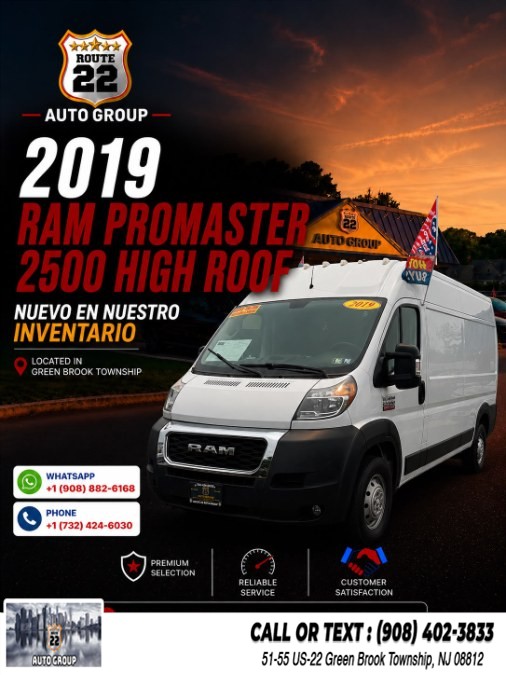 Used 2019 Ram ProMaster Cargo Van in Green Brook Township, New Jersey | Route 22 Auto Group. Green Brook Township, New Jersey