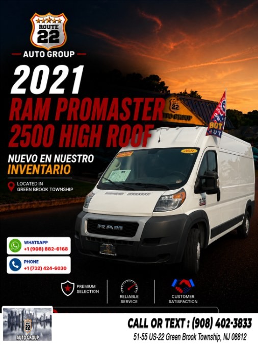 Used 2021 Ram ProMaster Cargo Van in Green Brook Township, New Jersey | Route 22 Auto Group. Green Brook Township, New Jersey