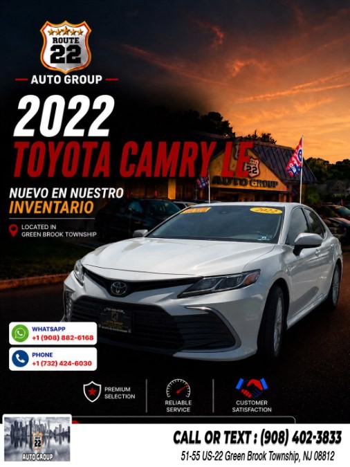 Used 2022 Toyota Camry in Green Brook Township, New Jersey | Route 22 Auto Group. Green Brook Township, New Jersey