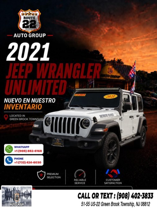 Used 2021 Jeep Wrangler in Green Brook Township, New Jersey | Route 22 Auto Group. Green Brook Township, New Jersey