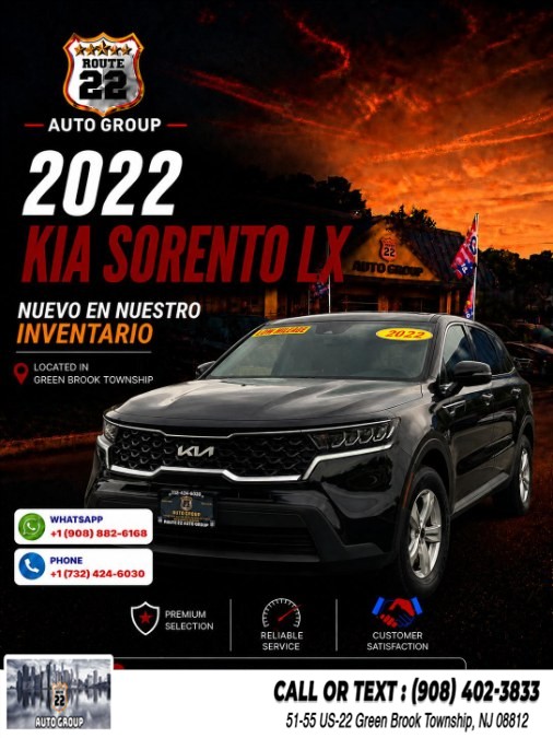Used 2022 Kia Sorento in Green Brook Township, New Jersey | Route 22 Auto Group. Green Brook Township, New Jersey