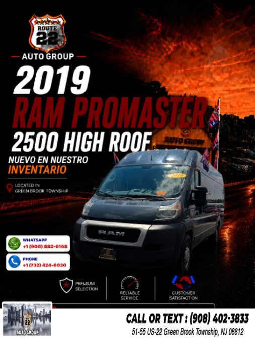 Used 2019 Ram ProMaster Cargo Van in Green Brook Township, New Jersey | Route 22 Auto Group. Green Brook Township, New Jersey
