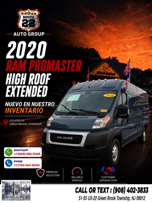 2020 Ram ProMaster Cargo Van 3500 High Roof 159" WB EXT, available for sale in Green Brook Township, New Jersey | Route 22 Auto Group. Green Brook Township, New Jersey