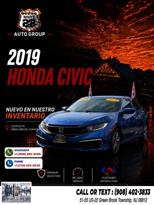 Used 2019 Honda Civic Sedan in Green Brook Township, New Jersey | Route 22 Auto Group. Green Brook Township, New Jersey