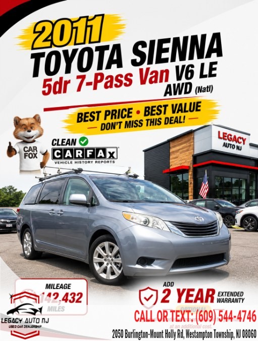 Used 2011 Toyota Sienna in Westampton Township, New Jersey | Legacy Auto NJ. Westampton Township, New Jersey