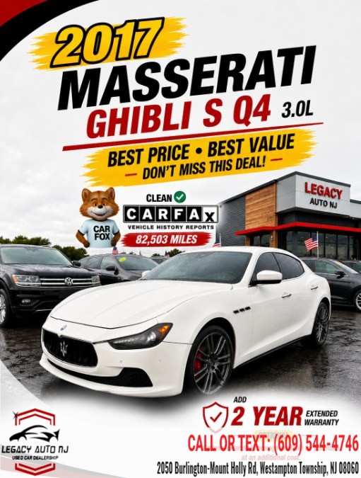 Used 2017 Maserati Ghibli in Westampton Township, New Jersey | Legacy Auto NJ. Westampton Township, New Jersey