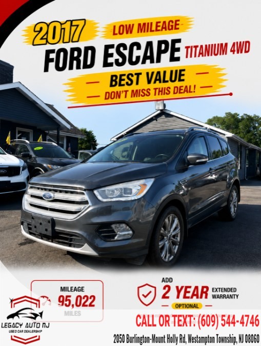 2017 Ford Escape Titanium 4WD, available for sale in Westampton Township, New Jersey | Legacy Auto NJ. Westampton Township, New Jersey