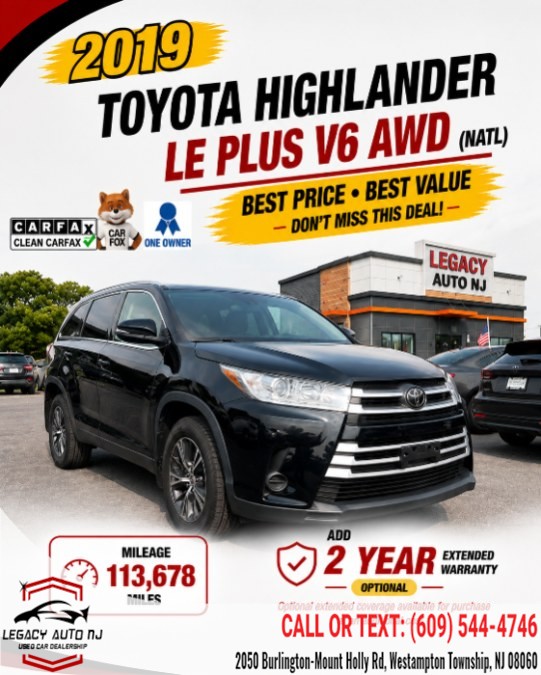 Used 2019 Toyota Highlander in Westampton Township, New Jersey | Legacy Auto NJ. Westampton Township, New Jersey