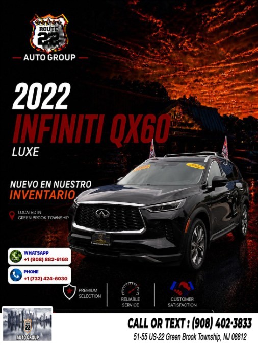 Used 2022 INFINITI QX60 in Green Brook Township, New Jersey | Route 22 Auto Group. Green Brook Township, New Jersey