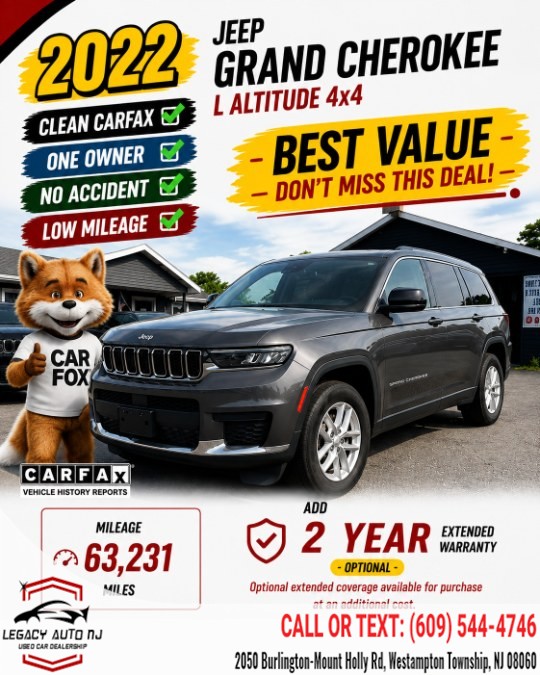 Used 2022 Jeep Grand Cherokee L in Westampton Township, New Jersey | Legacy Auto NJ. Westampton Township, New Jersey