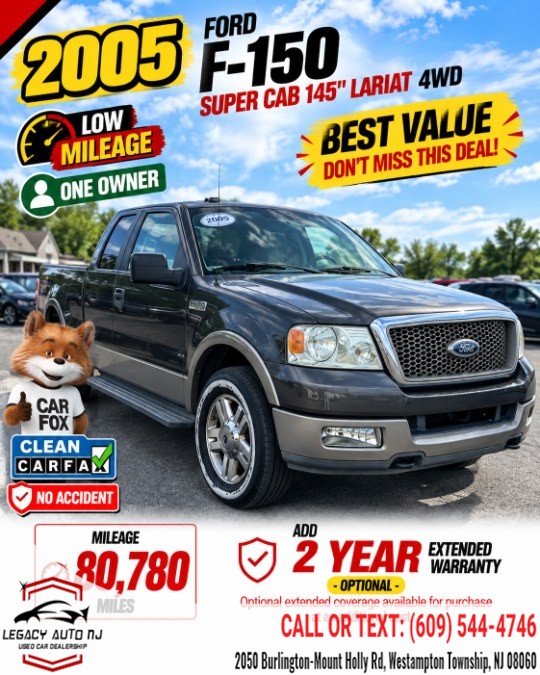 2005 Ford F-150 Supercab 145" Lariat 4WD, available for sale in Westampton Township, New Jersey | Legacy Auto NJ. Westampton Township, New Jersey