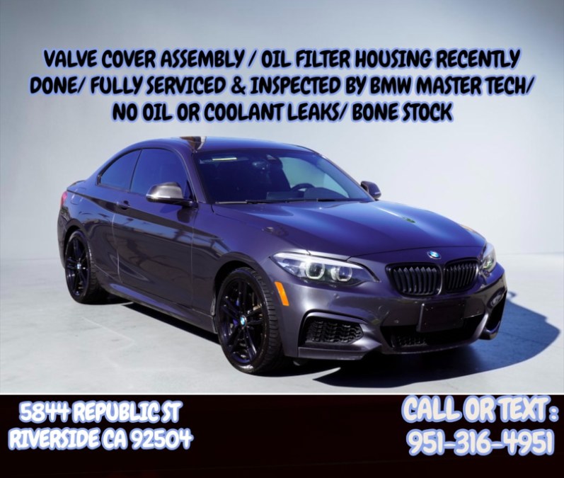 2018 F22 BMW M240i X-DRIVE (BONE STOCK) (BLACK LEATHER / HARMON KARDONS/ APPLE CAR PLAY, available for sale in Riverside, California | Big Timin Motors LLC. Riverside, California