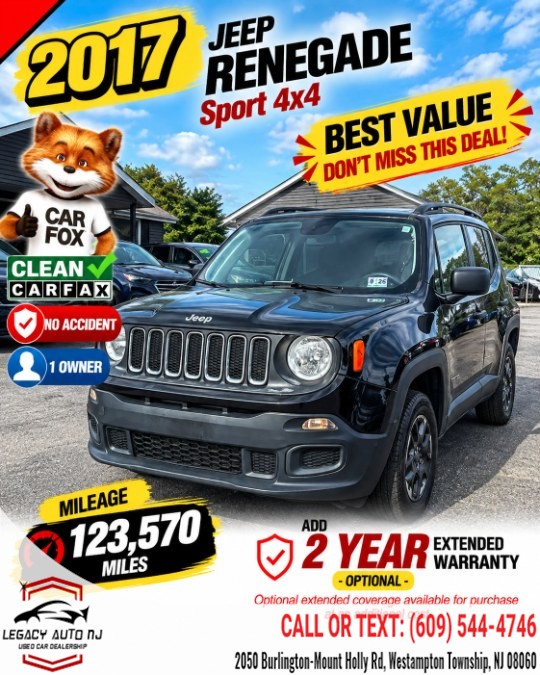 Used 2017 Jeep Renegade in Westampton Township, New Jersey | Legacy Auto NJ. Westampton Township, New Jersey
