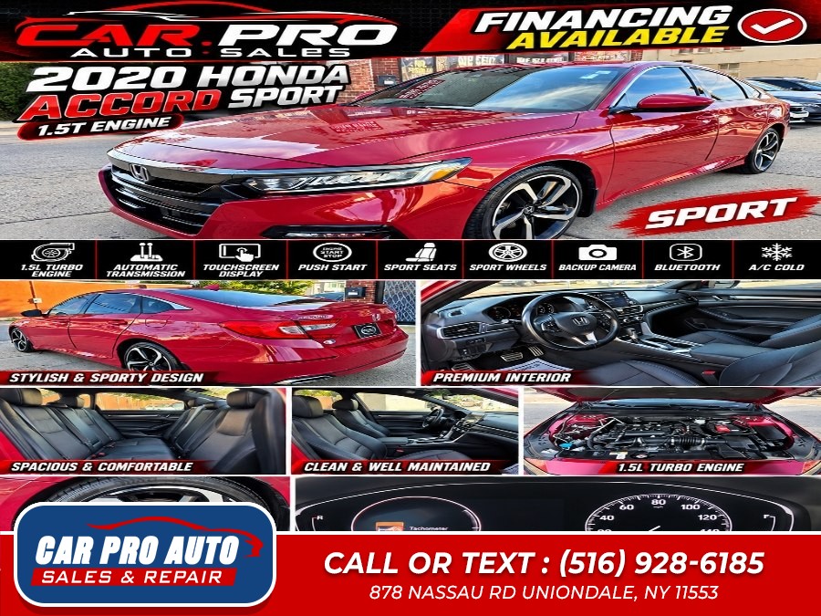 2020 Honda Accord Sedan Sport 1.5T CVT, available for sale in Uniondale, New York | Car Pro Auto. Uniondale, New York