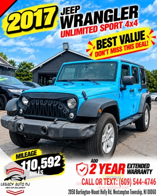 Used 2017 Jeep Wrangler Unlimited in Westampton Township, New Jersey | Legacy Auto NJ. Westampton Township, New Jersey