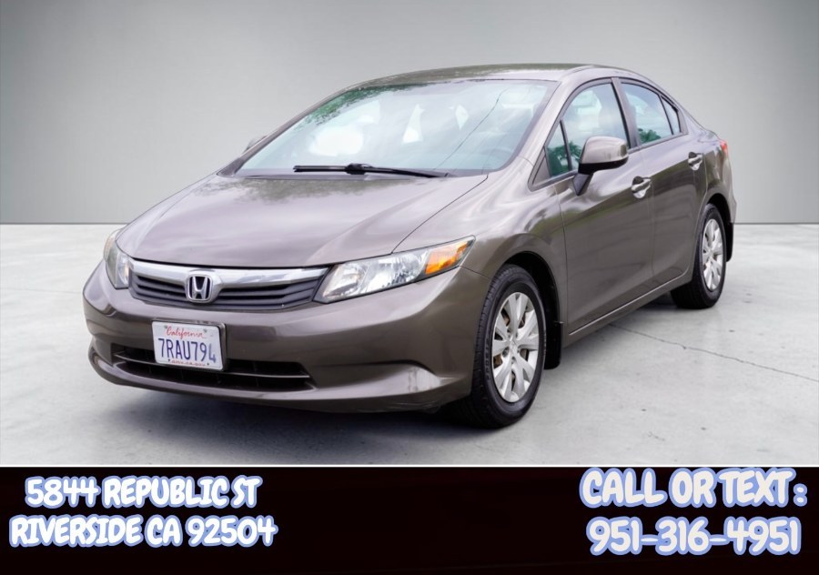 2012 Honda Civic Sdn LX (ONE OWNER CARFAX) 4dr Auto LX, available for sale in Riverside, California | Big Timin Motors LLC. Riverside, California