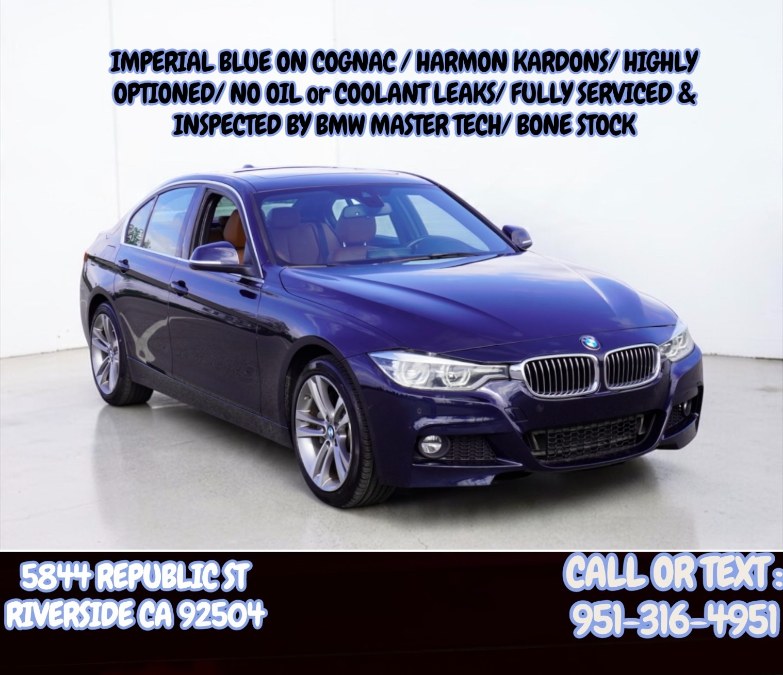 2016 F30 BMW 340i MSPORT IMPERIAL BLUE ON COGNAC/ HARMON KARDONS/ BONE STOK, available for sale in Riverside, California | Big Timin Motors LLC. Riverside, California