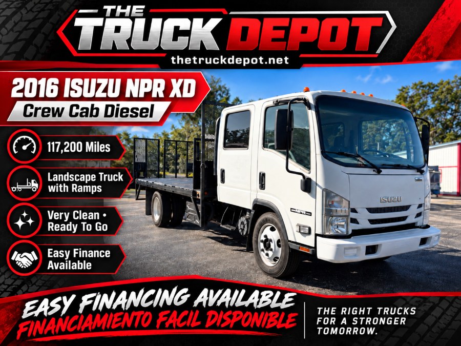 2016 Isuzu NPR XD DSL CREW Landscape Truck W/ Ramps, available for sale in Staten Island, New York | The Truck Depot. Staten Island, New York
