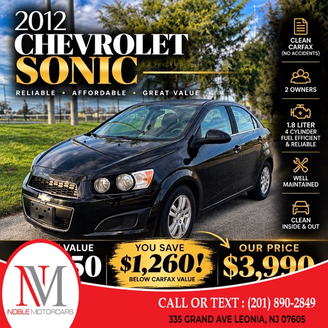 Used 2012 Chevrolet Sonic in Leonia, New Jersey | Noble Motor Cars LLC. Leonia, New Jersey
