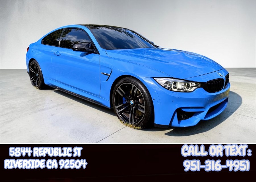 2016 F82 BMW M4  (YAS BLUE ON OPAL WHITE) 2dr Cpe (CARBON ROOF) (BONE STOCK), available for sale in Riverside, California | Big Timin Motors LLC. Riverside, California