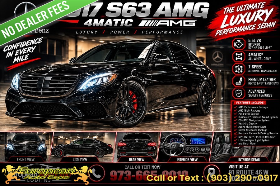 2017 Mercedes-Benz S-Class AMG S 63 4MATIC Sedan, available for sale in Hillside, New Jersey | Euro Lux Auto. Hillside, New Jersey